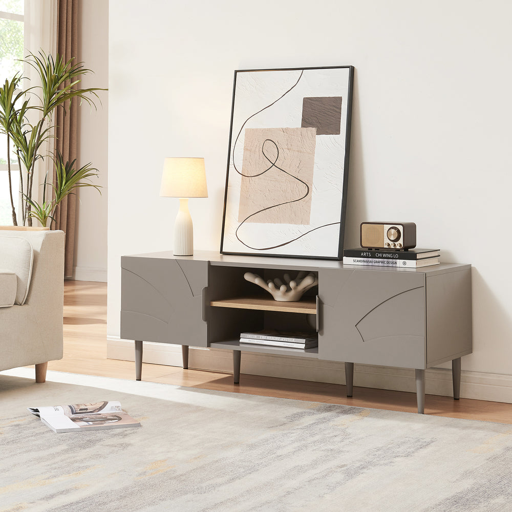 Mesa TV Starvili con 2 puertas MDF acero 120x40x45cm [en.casa]