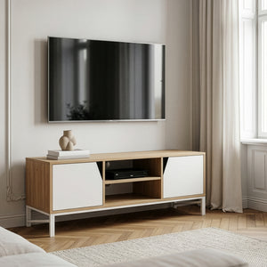 TV-skab Kerrköndam 120x40x46 cm Eg-look/Hvid [en.casa]