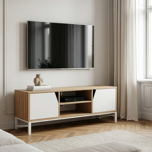 TV-skab Kerrköndam 120x40x46 cm Eg-look/Hvid [en.casa]
