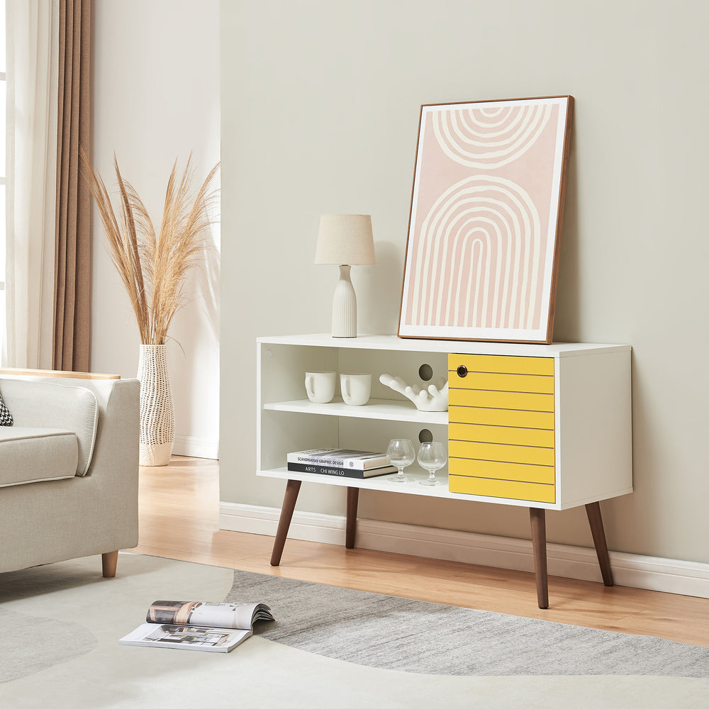 TV-skab Vare 100x40x66 cm Hvid/Gul [en.casa] - premiumXL