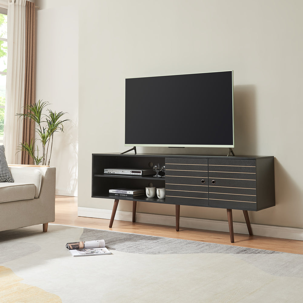 TV-skab Vare 160x40x66 cm Sort [en.casa] - premiumXL