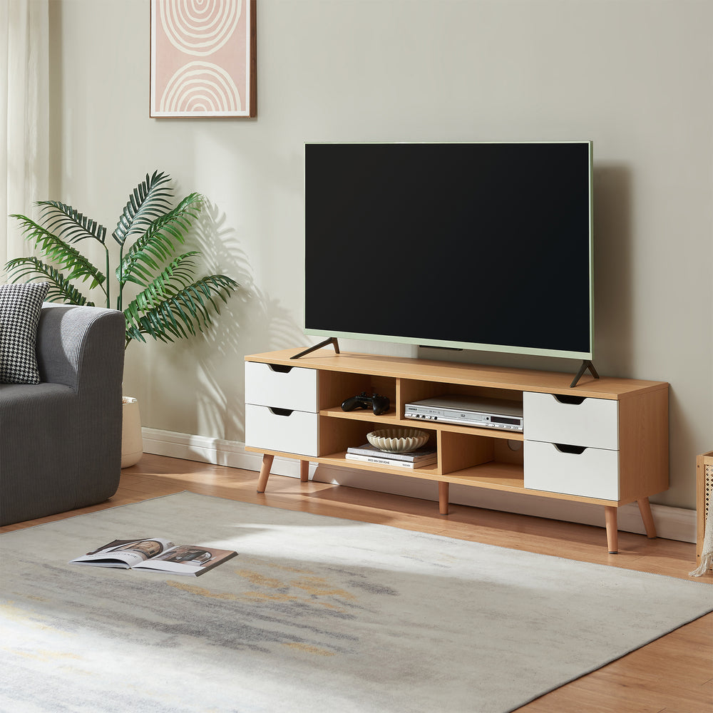 TV-møbel Bordkak 140x30x45 cm egetræslook/hvid [en.casa]
