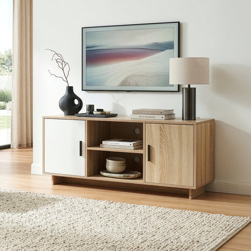 Tv-skab Kenta 120x39x52 cm Sonoma-eg-look/hvid [en.casa]