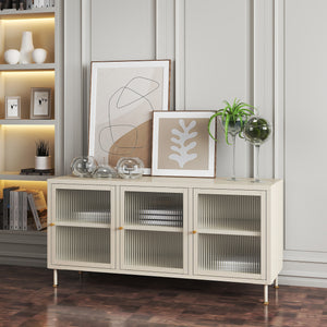 TV - skab Lindau stål 120x40x59 cm cremehvid [en.casa] - premiumXL
