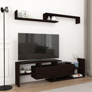 Mueble TV con estantería Liksefte aglomerado 154x28x42cm [en.casa]