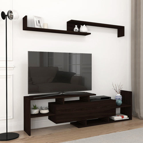 Mueble TV con estantería Liksefte aglomerado 154x28x42cm [en.casa]