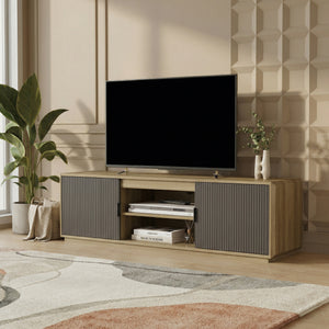 Tv-skab Trömi 150x40x43 cm Eg-look/Grå [en.casa]