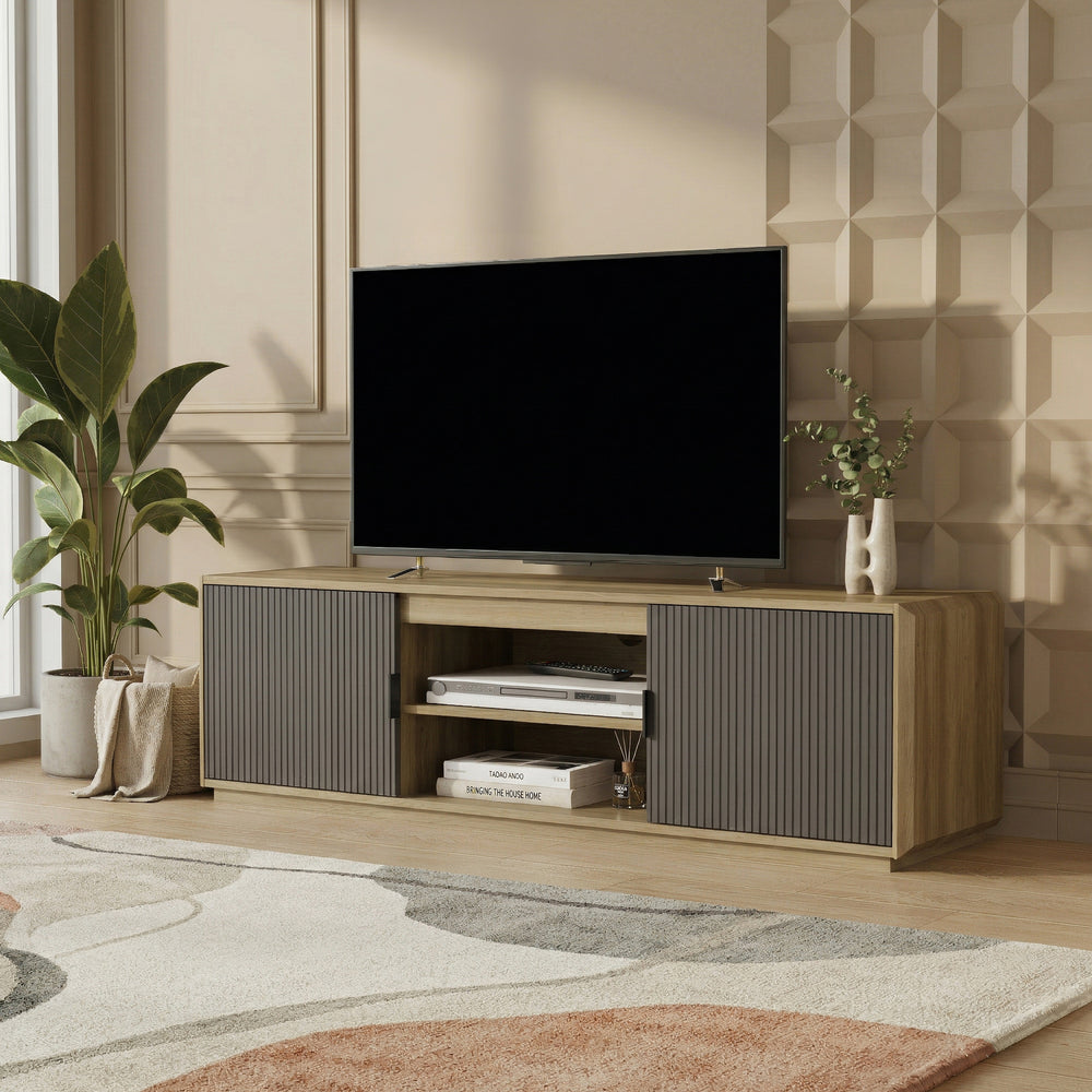 Tv-skab Trömi 150x40x43 cm Eg-look/Grå [en.casa]