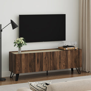 Tv-skab Trorlon 160x40x55 cm valnøddeoptik/travertin [en.casa]