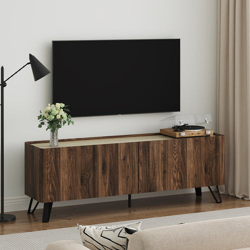 Tv-skab Trorlon 160x40x55 cm valnøddeoptik/travertin [en.casa]