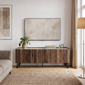 Tv-skab Trorlon 160x40x55 cm valnøddeoptik/travertin [en.casa]