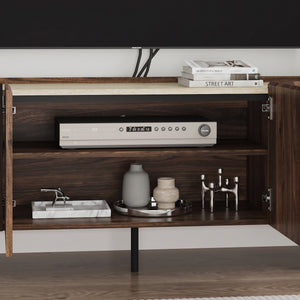 Tv-skab Trorlon 160x40x55 cm valnøddeoptik/travertin [en.casa]