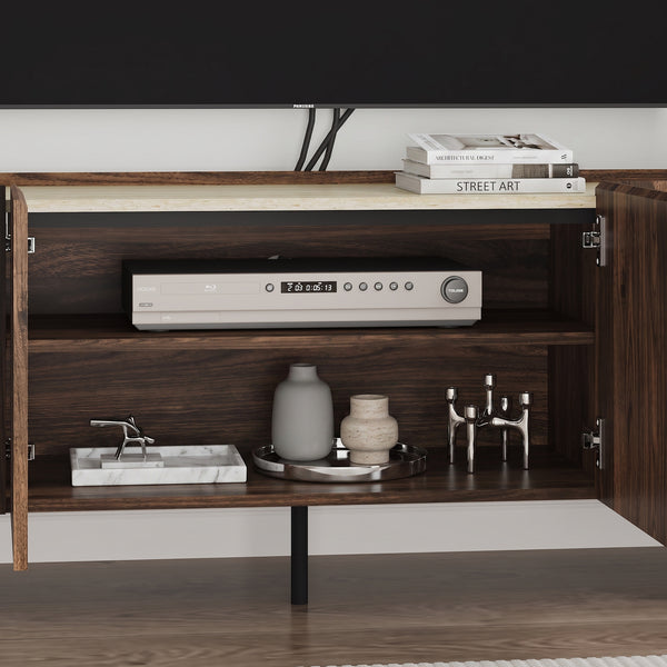 Tv-skab Trorlon 160x40x55 cm valnøddeoptik/travertin [en.casa]