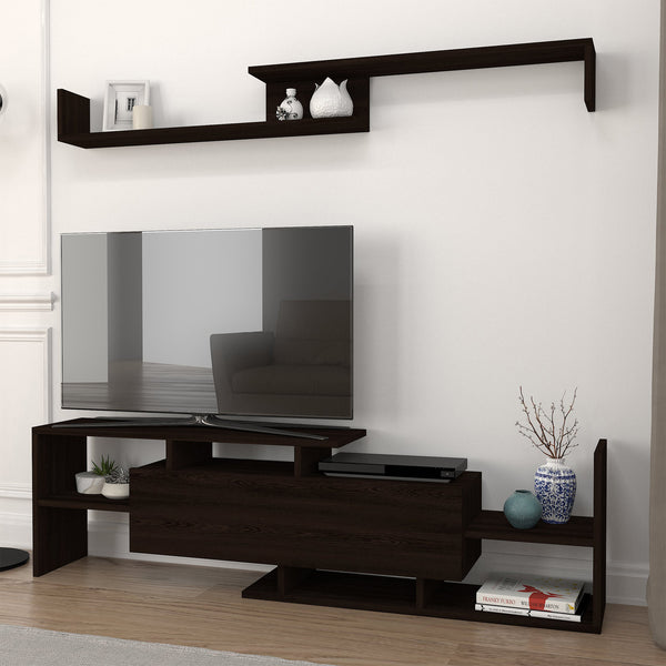 Mueble TV con estantería Liksefte aglomerado 154x28x42cm [en.casa]