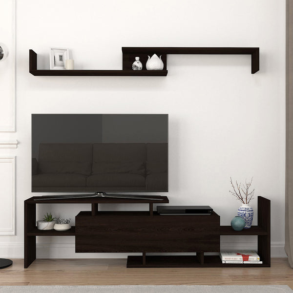 Mueble TV con estantería Liksefte aglomerado 154x28x42cm [en.casa]