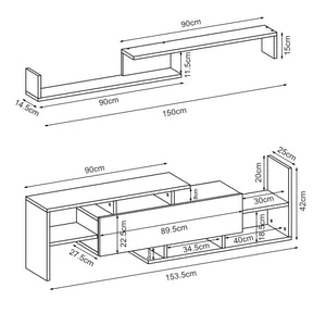 Mueble TV con estantería Liksefte aglomerado 154x28x42cm [en.casa]