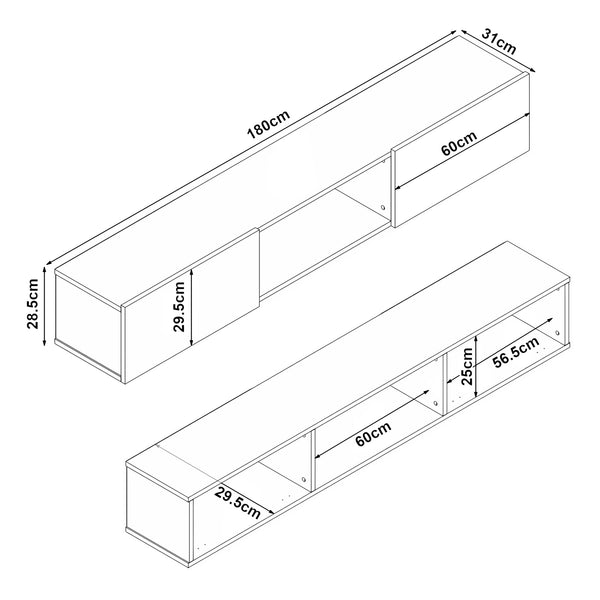 TV-skab Paltamo 180x31x29,5cm i forskellige farver [en.casa].