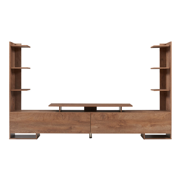 Mesa de TV Rauki con estantes laterales 233x31x141 cm - [en.casa]