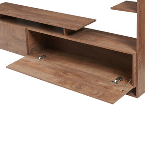 Mesa de TV Rauki con estantes laterales 233x31x141 cm - [en.casa]