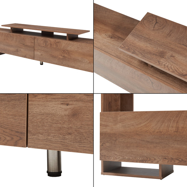 Mesa de TV Rauki con estantes laterales 233x31x141 cm - [en.casa]