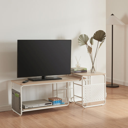 TV-bord Dyrøy med sidebord Hvid/Eg [en.casa] - premiumXL