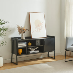TV-skab Storfjord 120x34x63 cm Sort [en.casa] - premiumXL