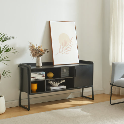 TV-skab Storfjord 120x34x63 cm Sort [en.casa] - premiumXL