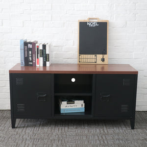 TV-bord Pälkäne 58 x 113 x 40 cm sort/trælook [en.casa].