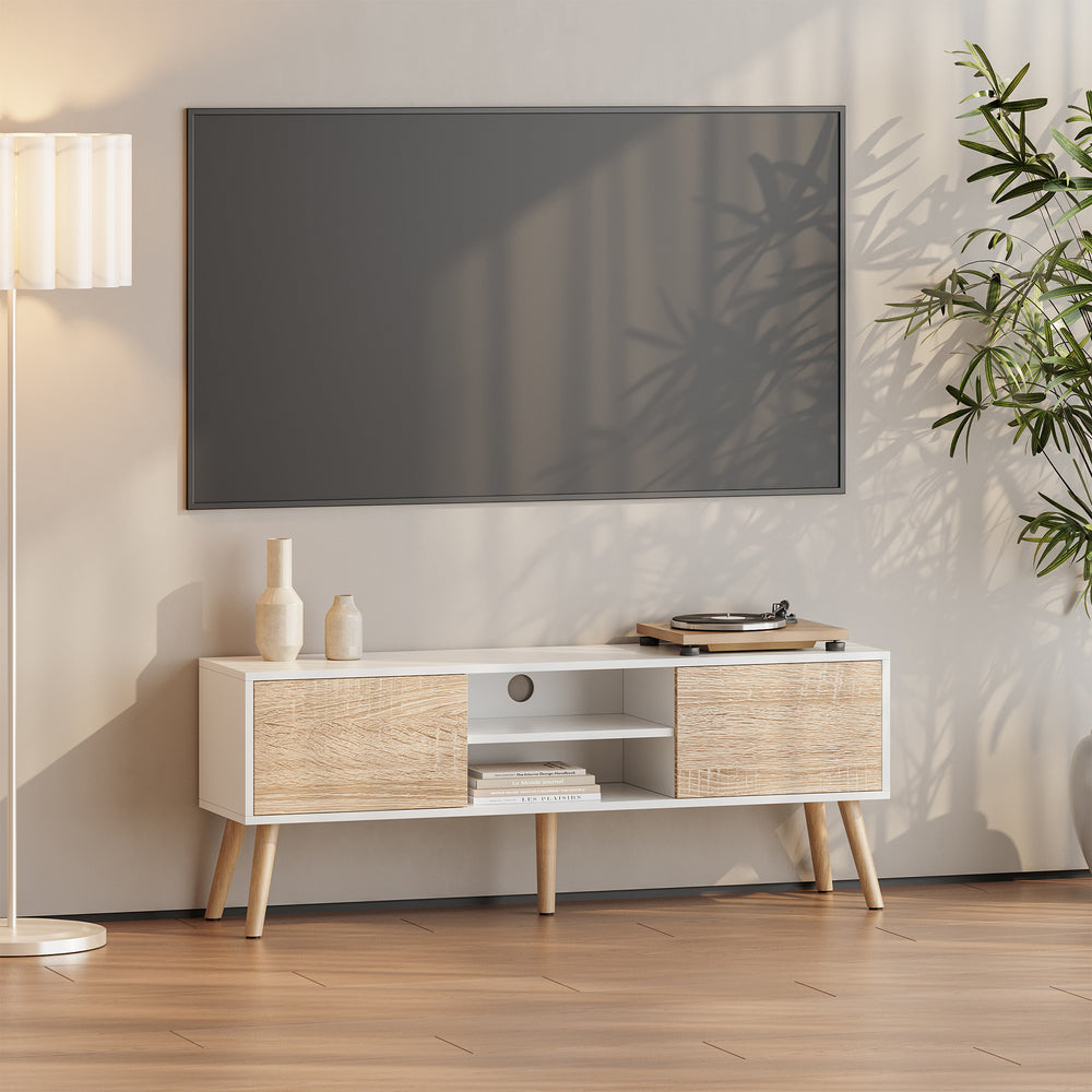 TV-bord Eskilstuna med 2 skabslåger og 2 hylder [en.casa] - premiumXL