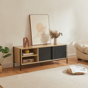 TV skab Tysnes 120x40x45 cm egetræslook/sort [en.casa] - premiumXL