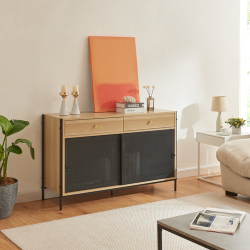 TV-skab Tysnes 120x40x75 cm Eg/Sort [en.casa] - premiumXL