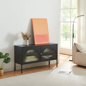 TV-skab Karlskrona 115x35x64 cm Sort, mat [en.casa] - premiumXL