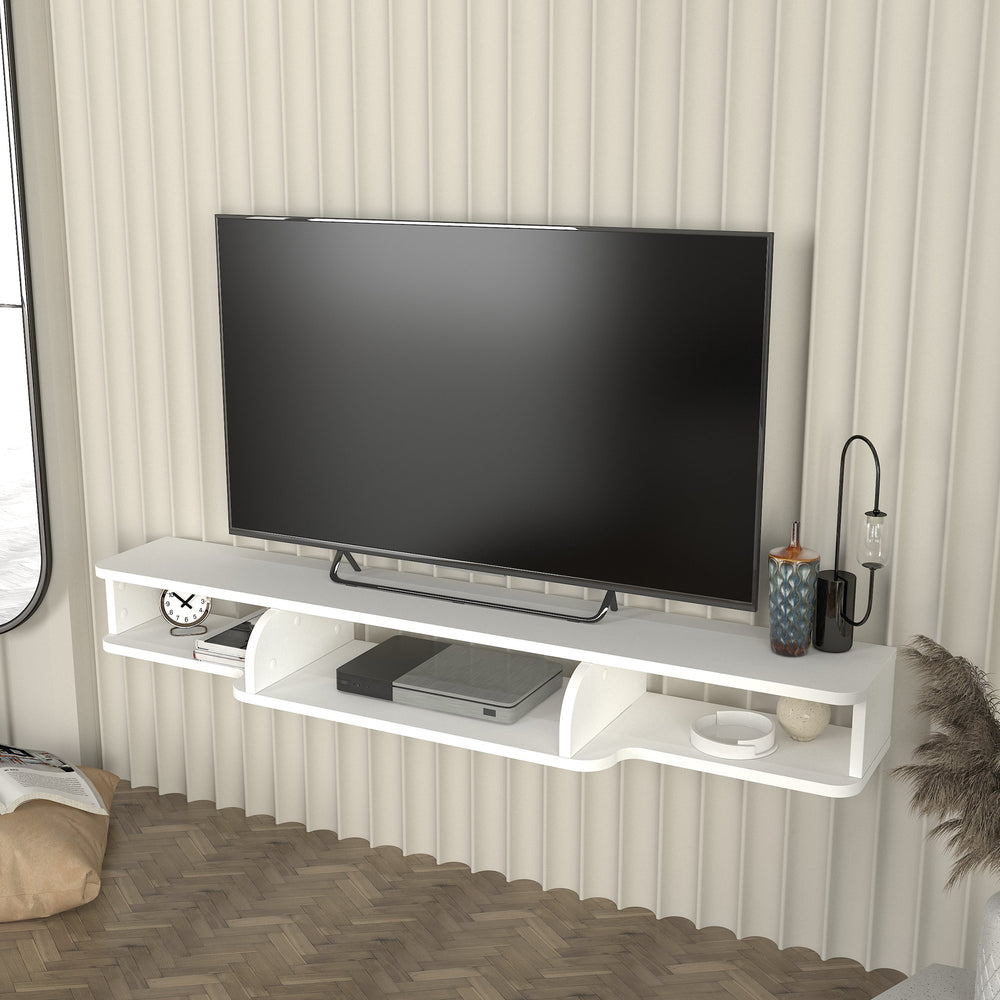 TV - lav skænk væghængt Aar 135x30x16 cm hvid [en.casa] - premiumXL