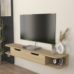 TV - lav skænk væghængt Karjali 150x30x19 cm egetræslook [en.casa] - premiumXL