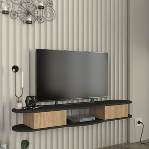 TV - lav skænk væghængt Nyskiri 150x35x19 cm antracit/eg look [en.casa] - premiumXL
