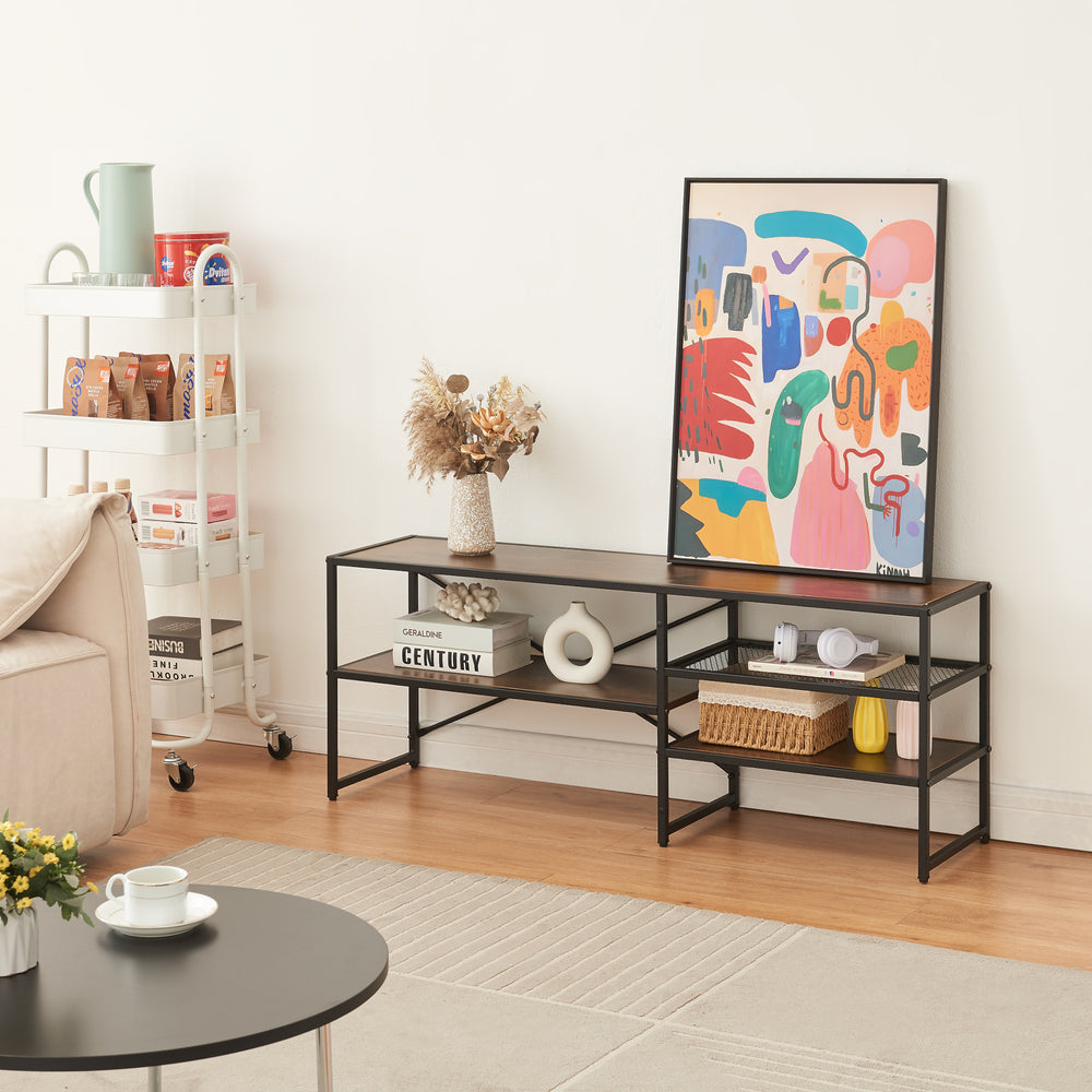 TV-bord Västiarharg 120x30x46 cm Sort/Valnød-look [en.casa] - premiumXL