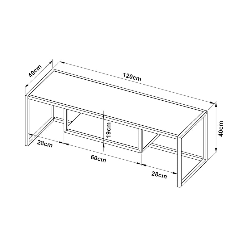 Målskitse Tv-bord Isokyrö metal 120x40x40 cm [en.casa]