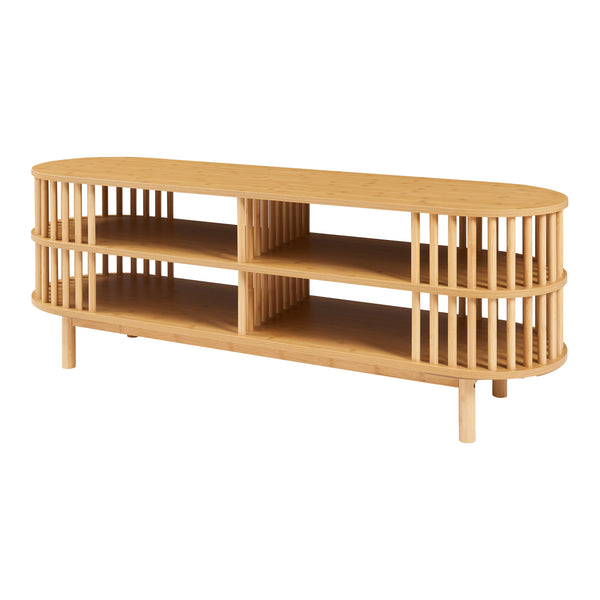 Mueble TV Jarvenpaa 4 compartimentos bambú - Natural [en.casa]