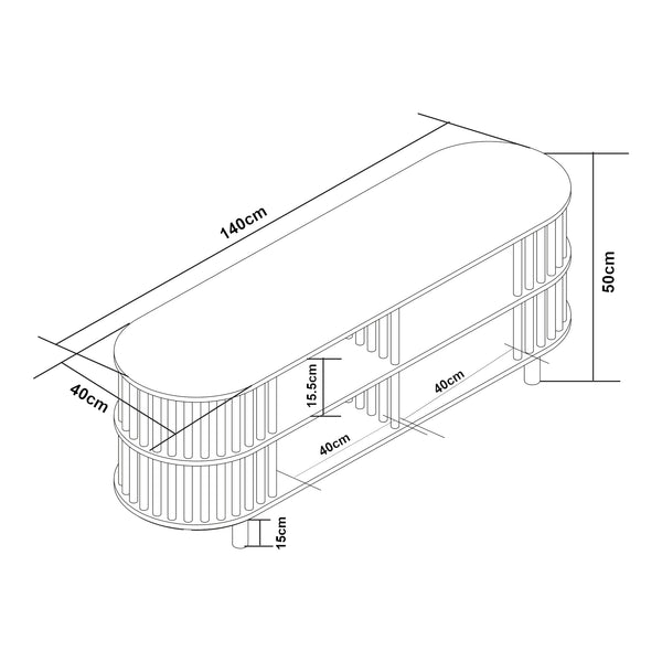 Mueble TV Jarvenpaa 4 compartimentos bambú - Natural [en.casa]