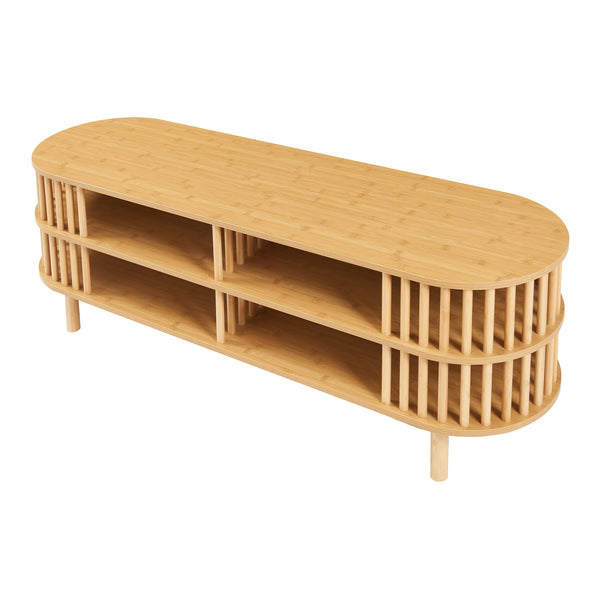 Mueble TV Jarvenpaa 4 compartimentos bambú - Natural [en.casa]