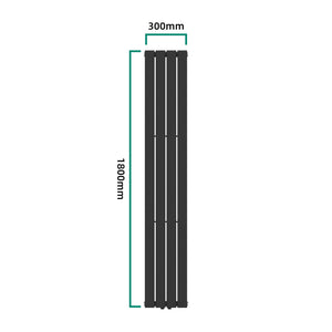 Designradiator Nore Black 180x30cm Enkeltlag 598W [neu.haus].