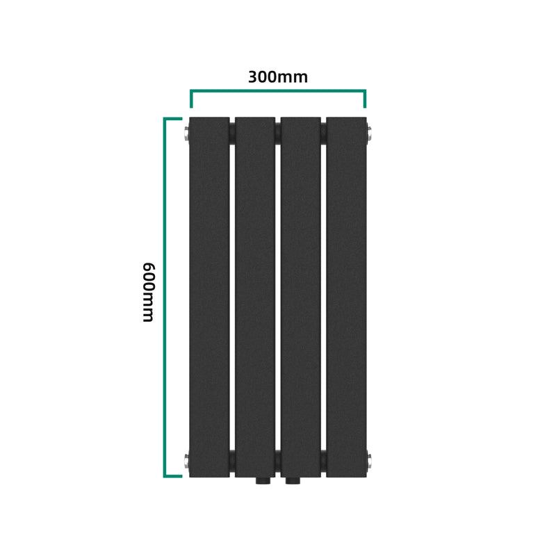 Målskitse Designradiator Nore Black 60x30cm Enkeltlag 249W [neu.haus].