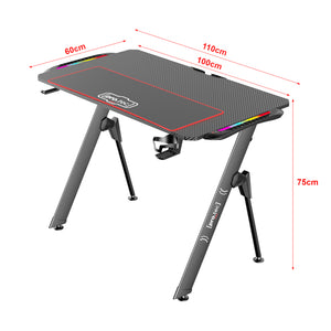 Gamingbord Stockton med RGB LED-belysning sort i forskellige størrelser størrelser [pro.tec]
