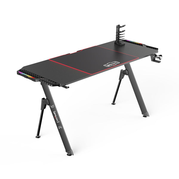 Gamingbord Stockton med RGB LED-belysning sort i forskellige størrelser størrelser [pro.tec]