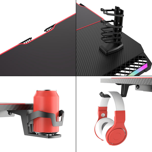 Gamingbord Stockton med RGB LED-belysning sort i forskellige størrelser størrelser [pro.tec]