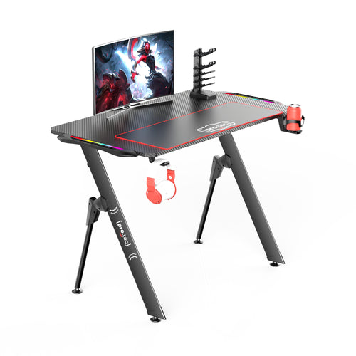 Gamingbord Stockton med RGB LED-belysning sort i forskellige størrelser størrelser [pro.tec]