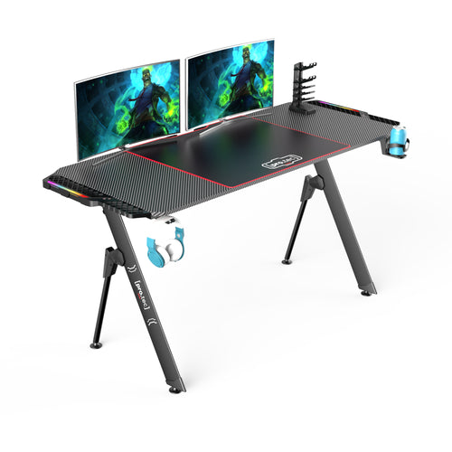 Gamingbord Stockton med RGB LED-belysning sort i forskellige størrelser størrelser [pro.tec]