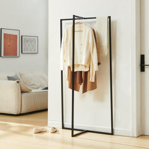 Garderobestativ Norjad 160x80x41 cm Metal Sort [en.casa]