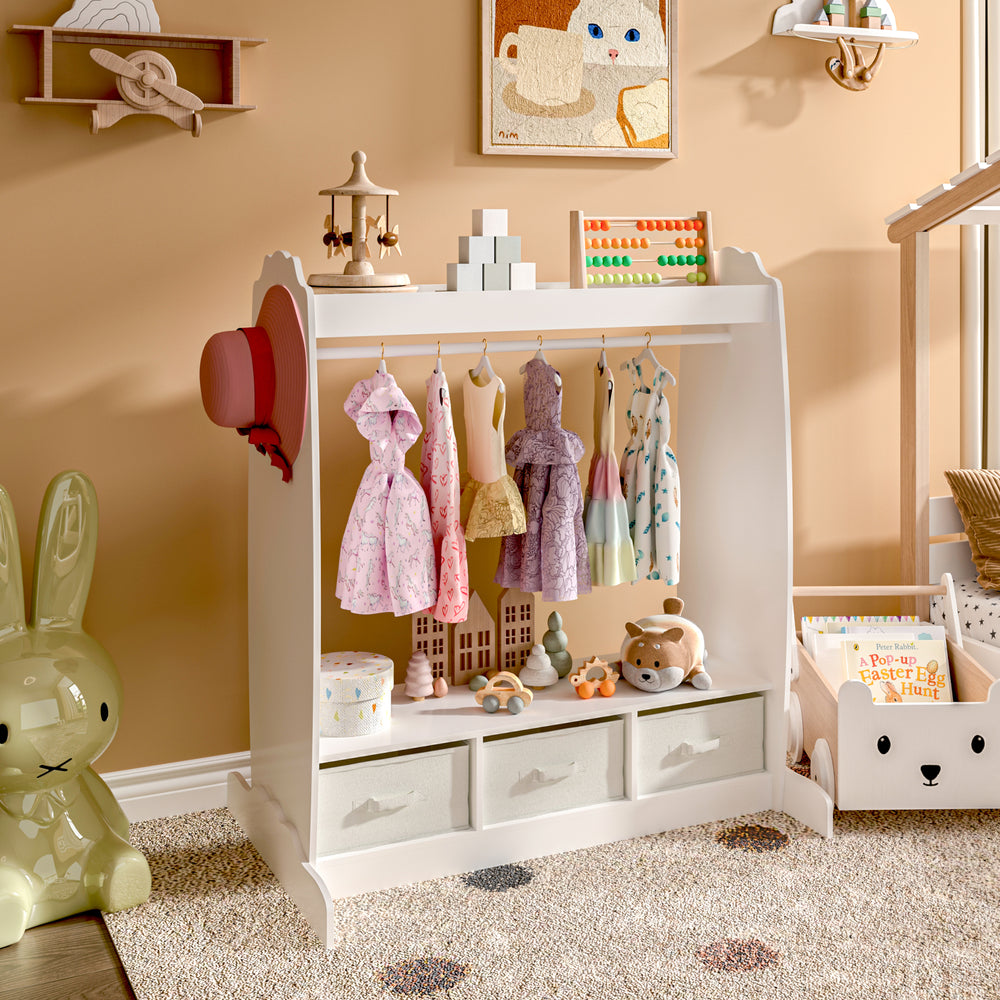 Børnegarderobe Moskenes 107x95x61 cm Hvid [en.casa] - premiumXL