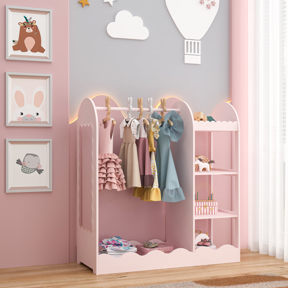 Børnegarderobe Vestnes med spejl 100x94x38 cm Cotton Candy [en.casa]